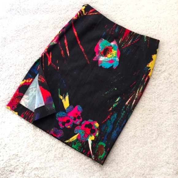 Versace Dresses & Skirts - Vintage Versace Black Denim Stretch Skirt W/ Slit